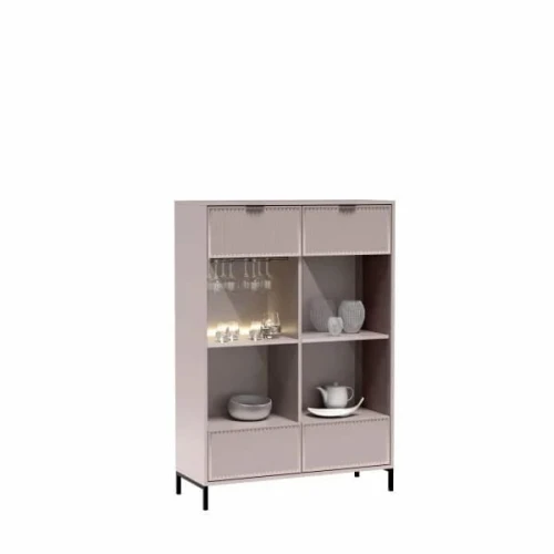 Moderne Vitrine auf Beinen mit Glastür und LED LS-8